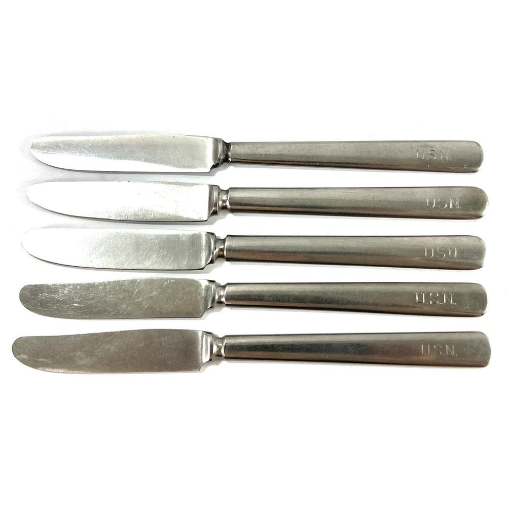 Lot of 5 Silco U.S.N United States Navy Mess Hall Butter Knives Stainless - Picture 3 of 7